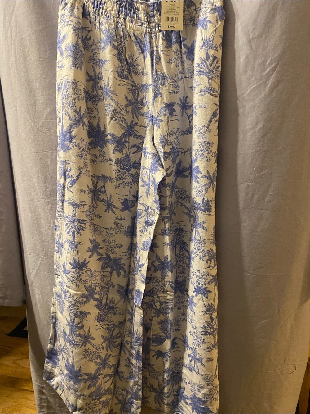 a new day Cream and Blue Floral Wide-Leg Pants